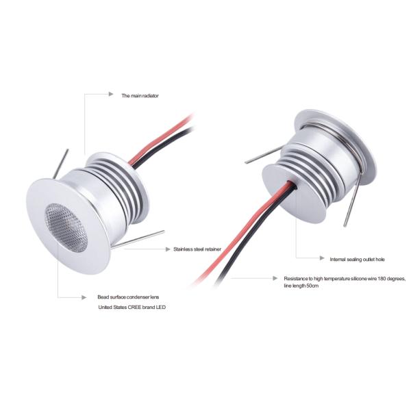 LED Mini Down Lamp 3W IP44 Ra80 DC12-24V LED Mini Cabinet lights Showcase Mini LED Ceiling Spot Light