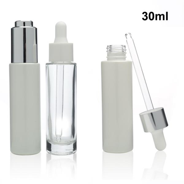 30ml Clear Slim Straight Glass Serum Dropper Bottle For Skin Care Essential Oils Sealed Bottles
