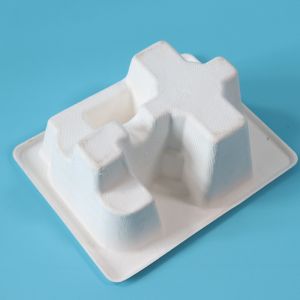 Sugarcane Bagasse Paper Molded Pulp Packaging Trays For Wine