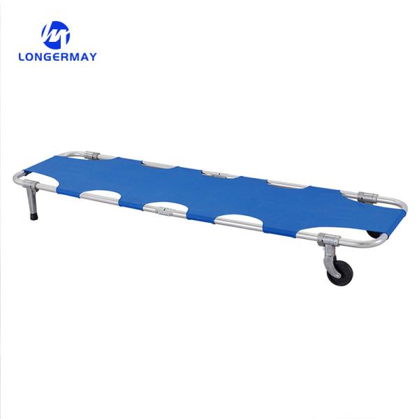Stainless Steel Medical Ambulance Folding Emergency Stretcher with Wheels