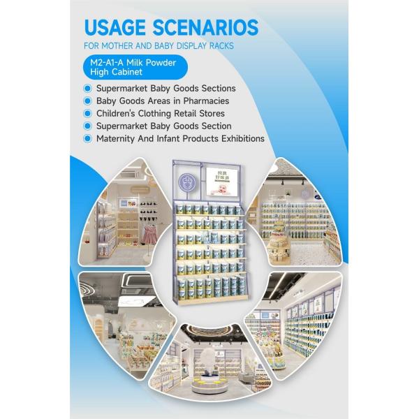 M2-A1-A Baby Store Display Cabinet with Soft Film Light Box and Adjustable Shelves for Chain Baby Stores