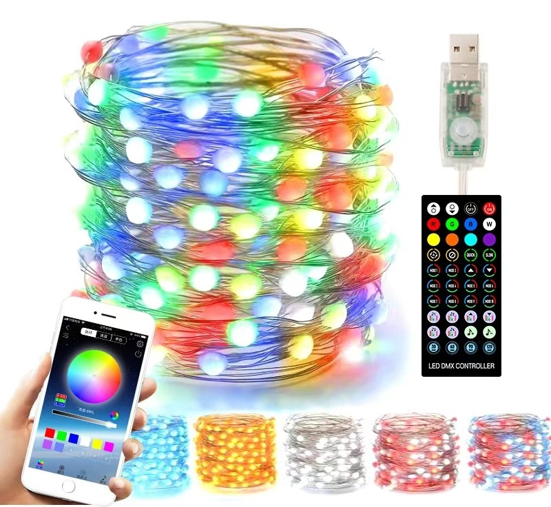 6V Solar Powered Decorative Lanterns Chrome Plating Christmas Tree String Lights