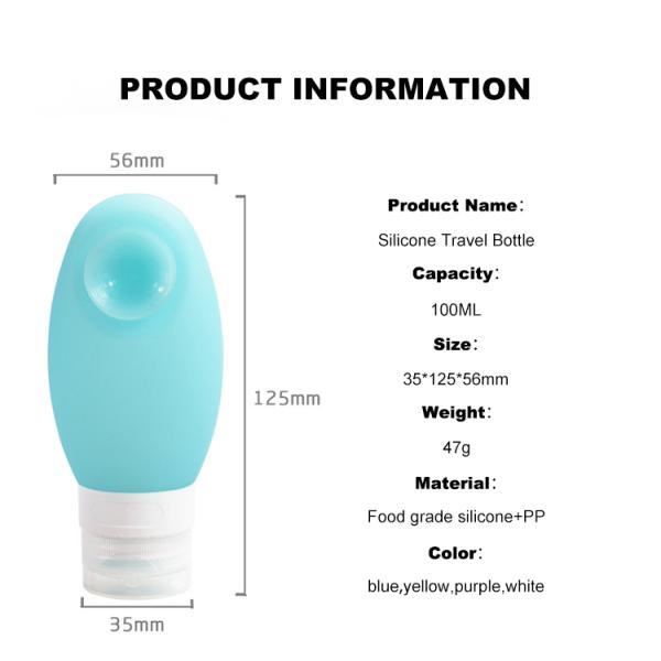 Odorless 100ml Silicone Travel Bottles With Suction Cup