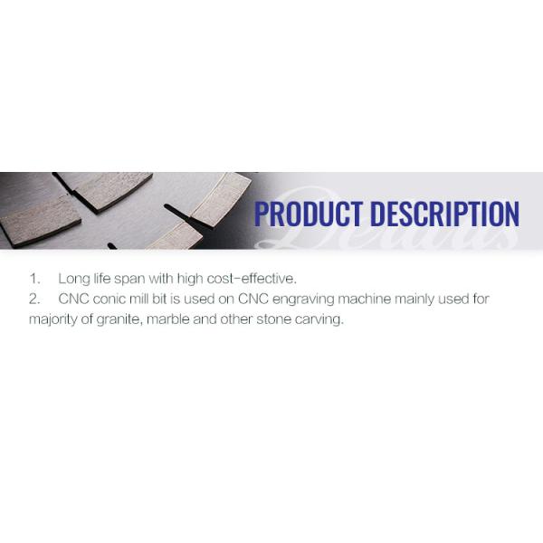 1/2 "G Connection CNC Conic Mill Bit Stone Carving Mini Grinder Bits with Tin Coating