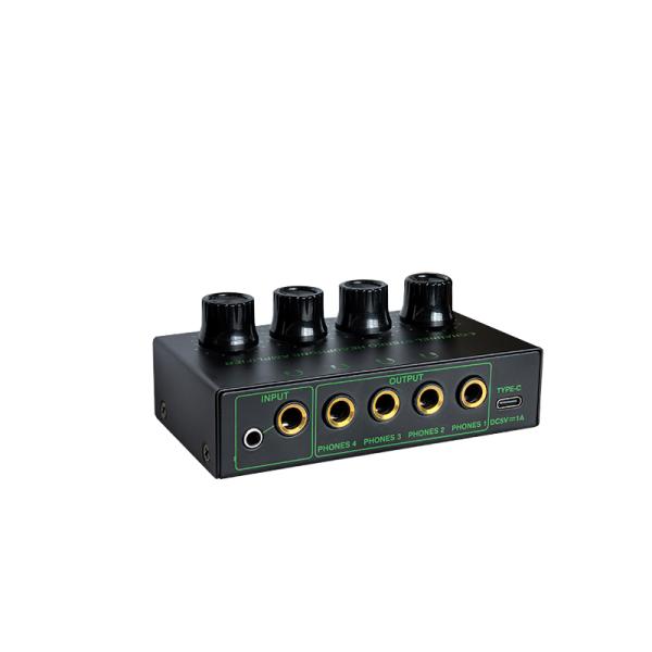 4-Way RGB Monitor Headphone Amplifier Stereo Audio Sound Card & Mixer Audio Headphone Distributor
