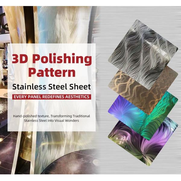 SS 201 304 316 Grade Sheet 3D Laser Texture Color Stainless Steel Sheet Polished Pattern Metal Sheet