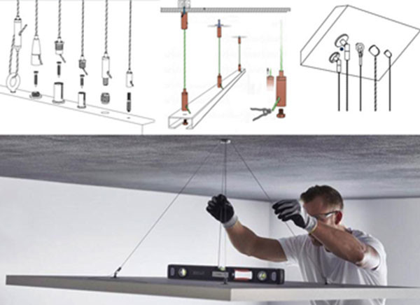 Helical spring anchor connected to absorber anchor for the suspension kit soundproof plate