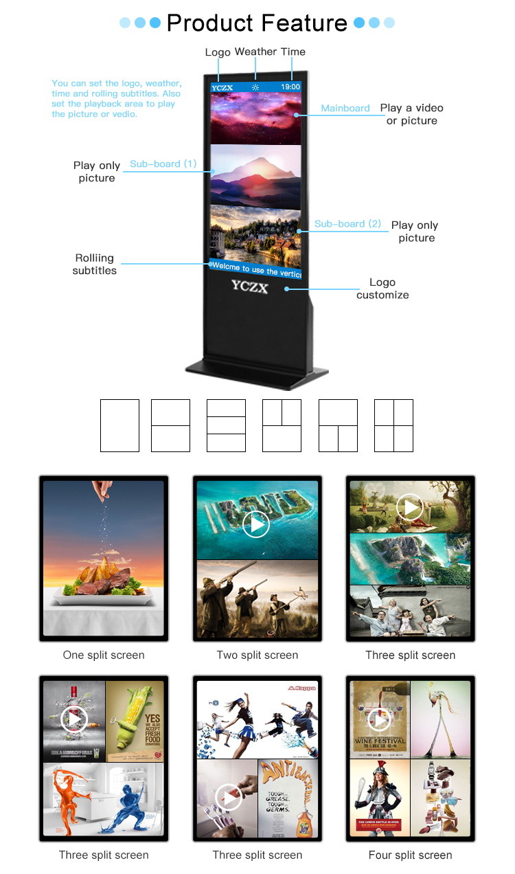 Floor Standing LED Touch Screen Digital Signage For Indoor Advertising