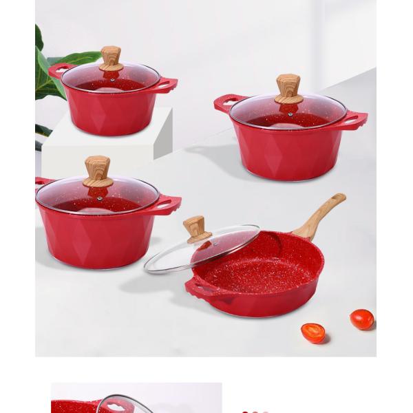 Multi-function Kitchen Cookware Cooking Pot Set Maifan Stone Aluminum Non-stick Pan Cookware Sets With Handle