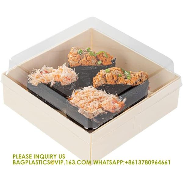 17 Ounce Square Straight Wooden Containers - Containers Sold Separately, Clear Plastic To Go Box Lids