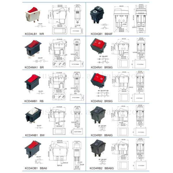 3 Way 3P Red Button T85 Oval Rocker Switch With Various Levers And Terminals