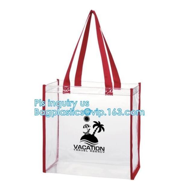 beach bikini PVC tote handle plastic packaging bags, travel wash organizer bag handle zipper cosmetic bags, cosmetic bag