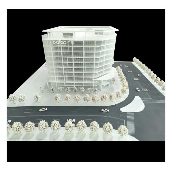 Office Building Models Architectural 1:150 With Glass Facade And Urban Streetscape