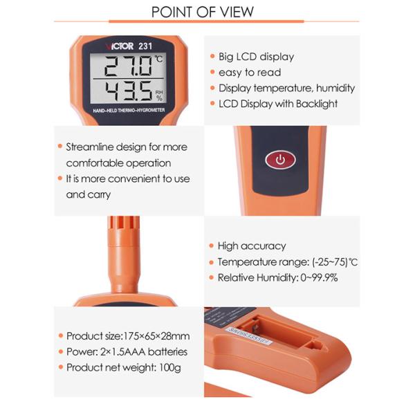 VICTOR 231 Multifunction Environment Meters Digital Thermo Hygrometer