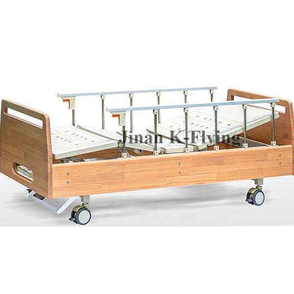 Solid Wood Manual Nursing Bed , 2 Functions ICU Patient Bed
