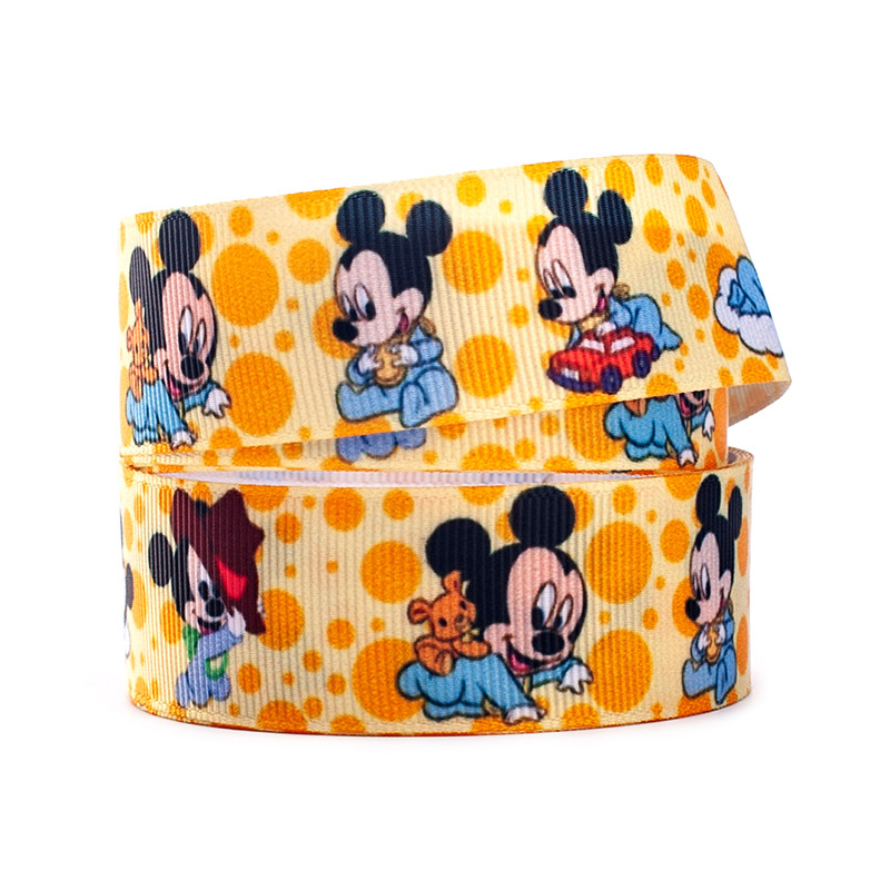 Buy cheap 25mm Customised Cartoon Logo Printed Black Satin Grosgrain Ribbon product