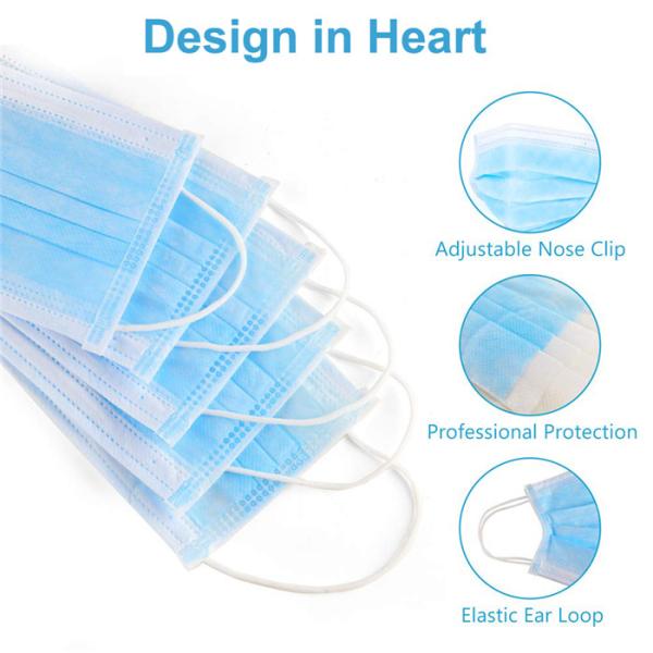 Anti Dust 3 Layer Face Mask , Hygiene Face Mask With Elastic Ear Loop
