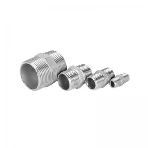Buy cheap SS304/316 Thread Pipe Fittings M/M Threaded Nipple for DN8-DN100 Pipes CE Certified product