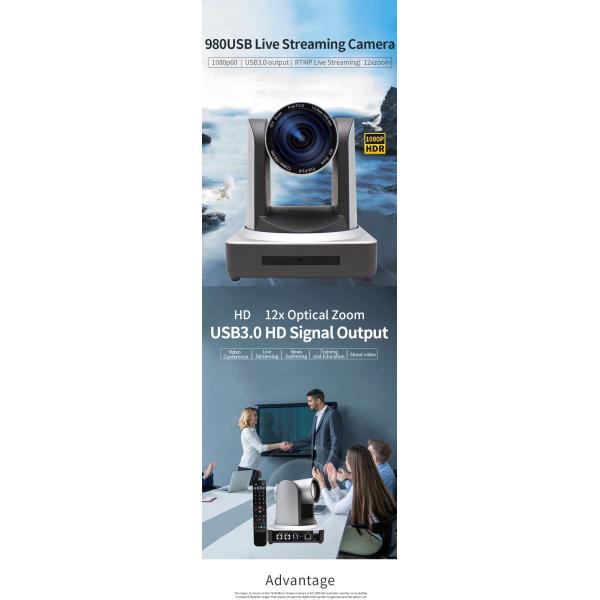 1080P60 Video Conference PTZ IP Camera with 12x Zoom for Surveillance and USB3.0 Output