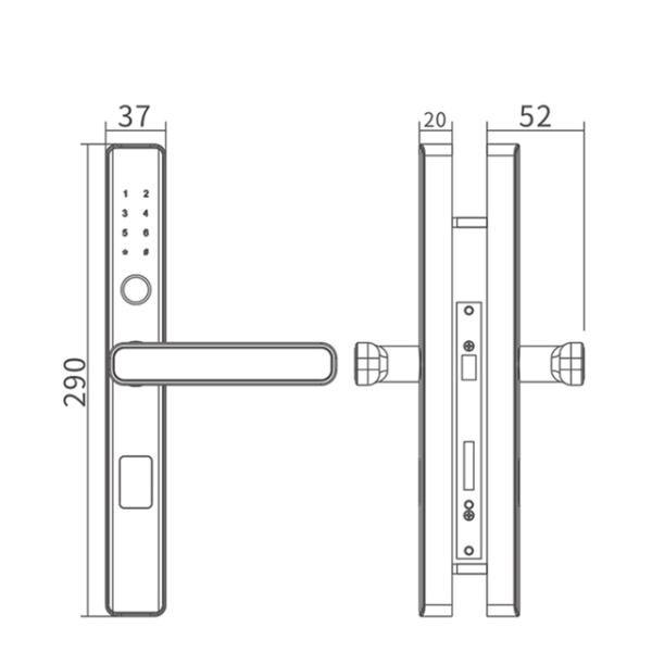 Tuya App Control Intelligent Smart Door Lock Phone Fingerprint Code Open For Home Security