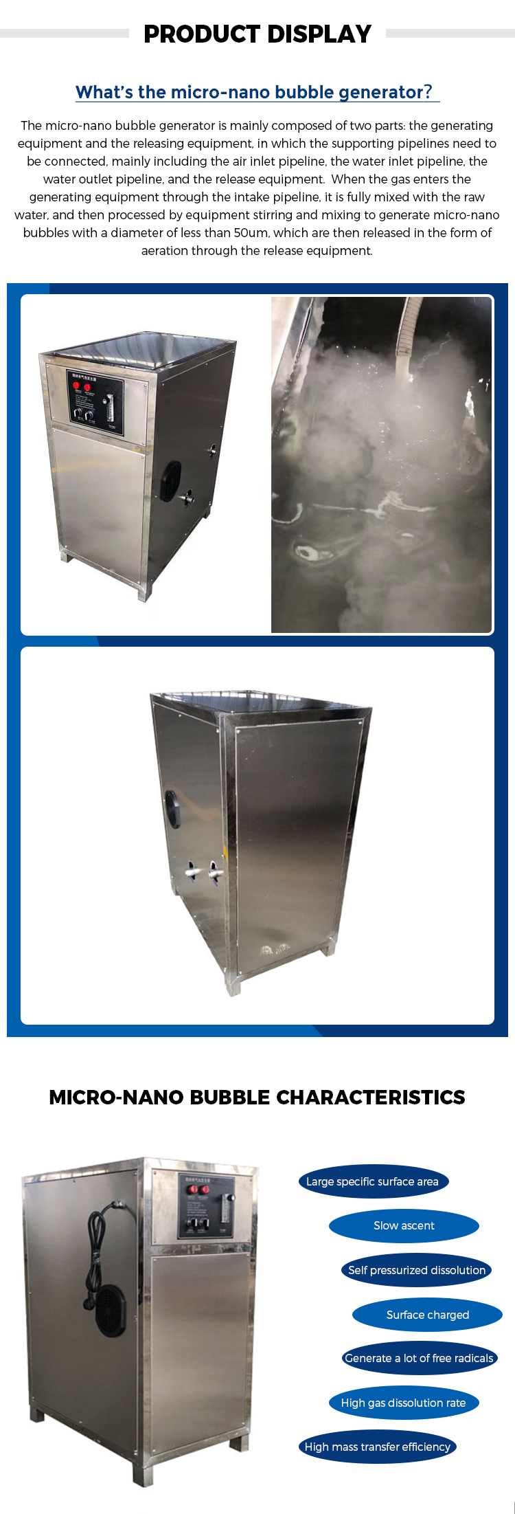 Pet Shower Floating Generator with 0.55kw Stainless Steel Nano Micro Bubble Generator