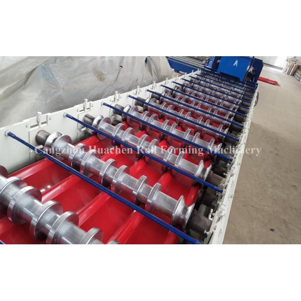 0.5-0.8mm Roofing Sheet Roll Forming Machine , Roof Panel Roll Forming Machine Hydraulic Cutting