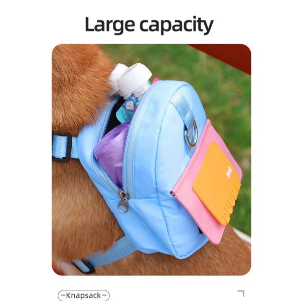Colorful Small Dog Backpack Harness Adjustable Pet Harness Backpack With Traction Rope