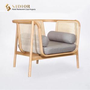 China Single Seater Wood Rattan Modern Upholstered Sofa Southeast Asian Style W72cm on sale