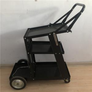 China Black Iron 3 Tiers Mig Welder Cart Rolling Welding Cart With Drawers Tank Storage on sale
