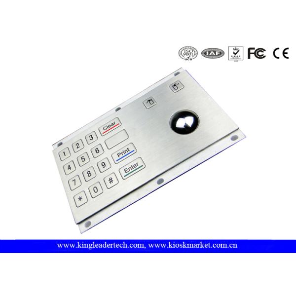 Metal Kiosk Numeric Keypad 16 Flush Keys With Integrated Optical Trackball
