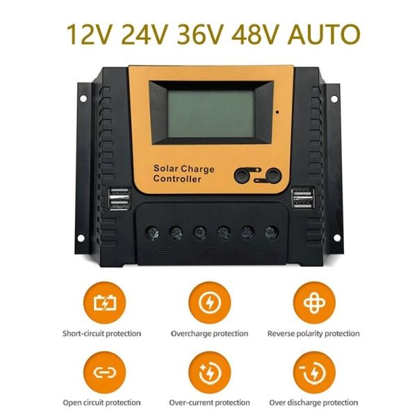 PWM Solar Charge Panel Controll Regulator 10A 20A 30A 40A 12V 24V 36V 48V