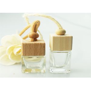 Empty Glass Perfume Bottles Cosmetic Packaging Applied With Wooden Cap