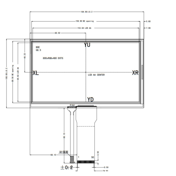 7 Inch 800x480 Resolution RGB 24 Bit Interface TFT LCD Display with Resistive Touch Screen