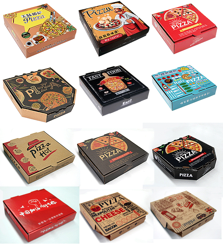 Black Octagon Round Pizza Box Kraft Corrugated Paper Packaging Bulk OEM