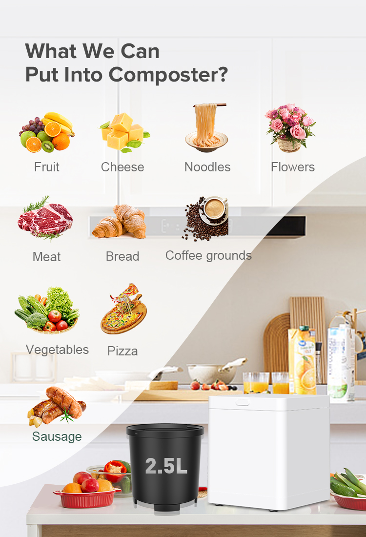 AI 2.5 Liters Indoor Kitchen Composter Countertop Electric Composter Eco Friendly