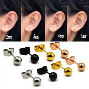 Buy cheap Surgical Steel Silver,Black,Gold&Rose Gold Color Ball Stud Earrings Punk Ear Tragus Ear Piercing Fake Taper For Women product