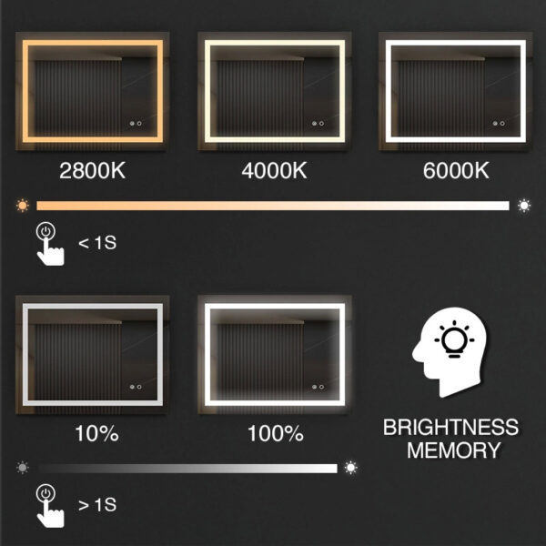 Customized LED Arched Bathroom Mirror Smart Touch Screen Vanity Mirror Anti Fog