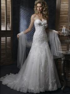 China Aline Lace beaded wedding dress Strapless Bridal gown#dq4777 on sale