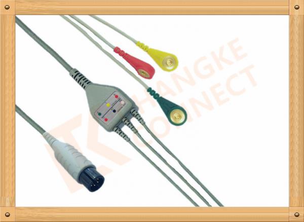 Quality Generic AAMI 6 Pin ECG Patient Cable 3 Leads Snap IEC For Abbott Medical for sale