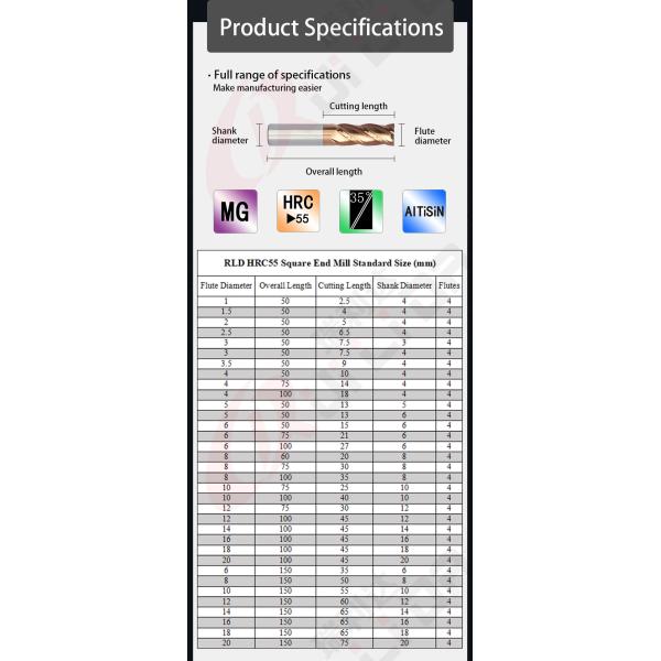 4mm 3/8" 4 Flute Carbide End Mill Bit 10mm Extra Long Series End Mill