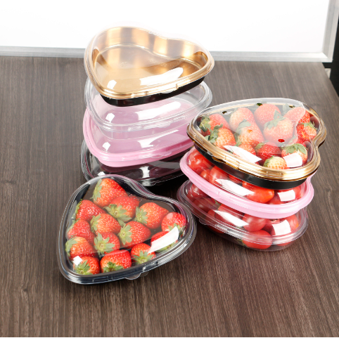 Plastic Heart Shaped Chocolate Boxes Containers For Strawberries printed wholesale sushi Heart-shaped plastic box