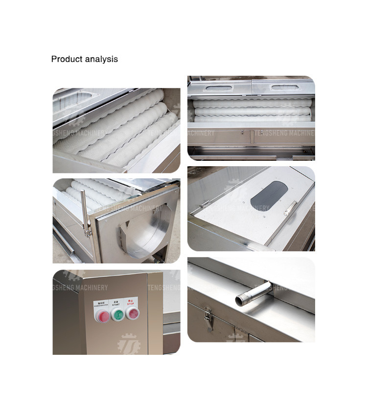 380KG Stainless steel roller cleaning machine, ginger, taro, lotus root, cleaning and peeling machine