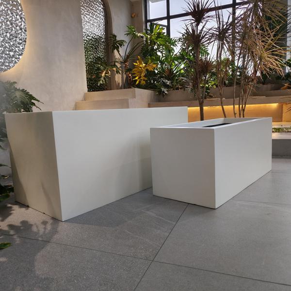 Large Rectangular Fiberglass Flower Pots Customized Size For Home Decor