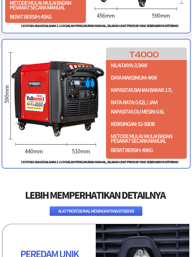 Model 4500ie 3500w gasoline generator inverter silent generator