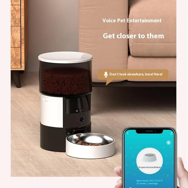 Intelligent Timing 720P Camera Automatic Feeder Eco-Friendly Solid Plastic Bowl Quantitative Cat/Dog Food Machine Power Charge