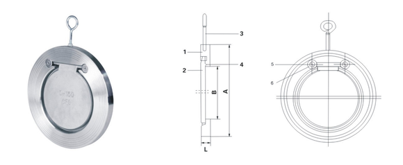 JB API Standard Swing Check Valve DN80 Single Door Wafer Type CF8 PN16 durable