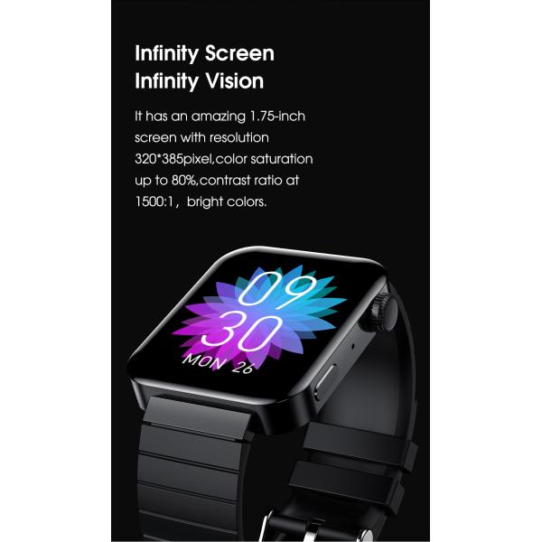 ECG PPG 1.7in HD IP68 Waterproof Android Smartwatch For Men