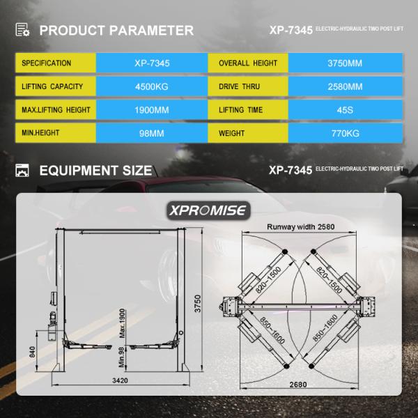 High Quality 4.5t Capacity Automobile Elevator Two Post Car Lift