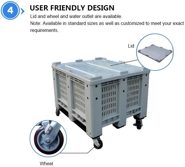 Standard sizes HDPE large collapsible plastic pallet box, Heavy duty industry storage use collapsible plastic mega bin