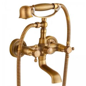 Buy cheap Electroplated Bathtub Bathroom Faucet Tap Wall Mixer Twist Base Brass Antique product